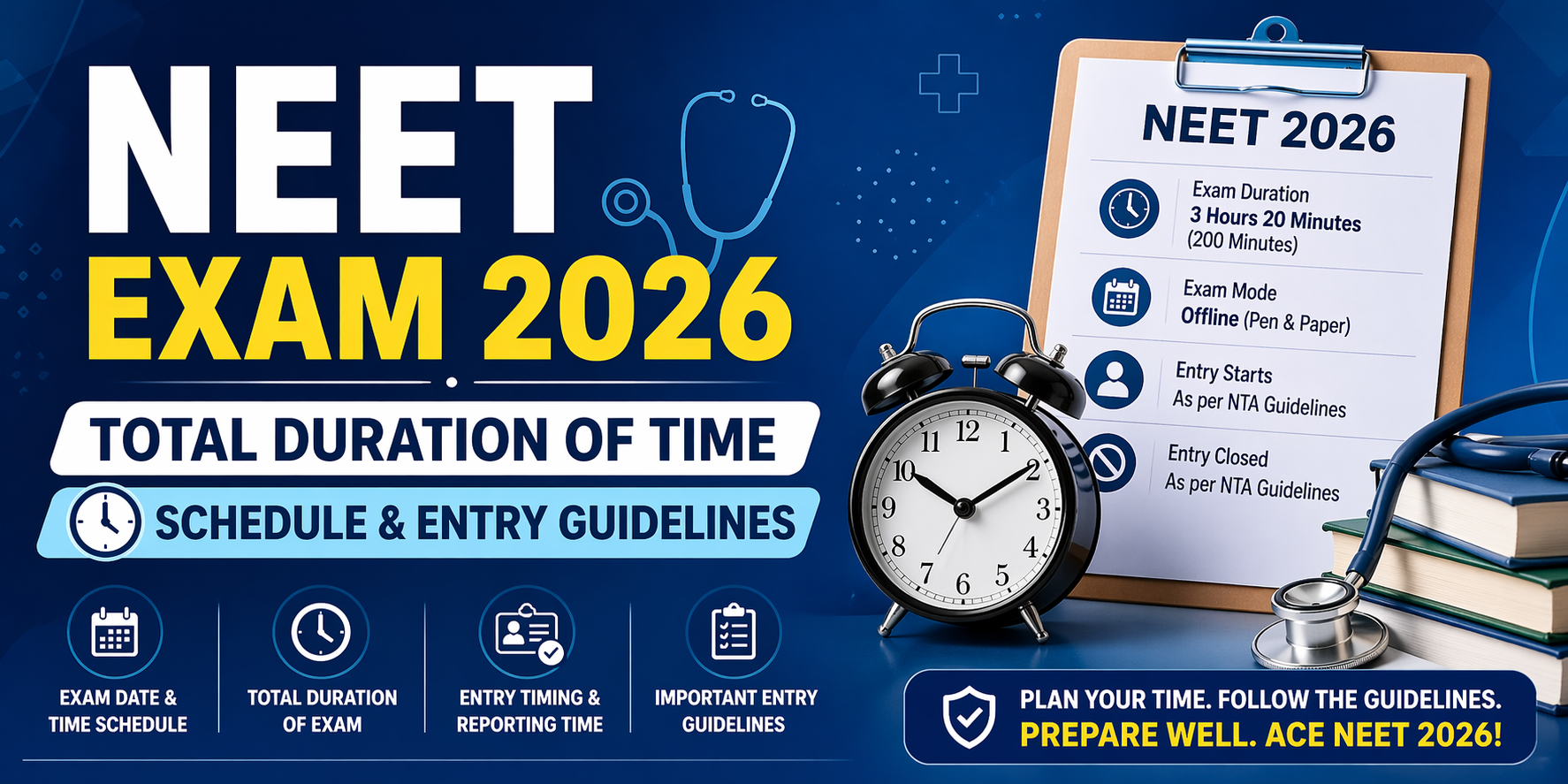 NEET Exam Timing 2026: Total Duration of Time Schedule & Entry Guidelines